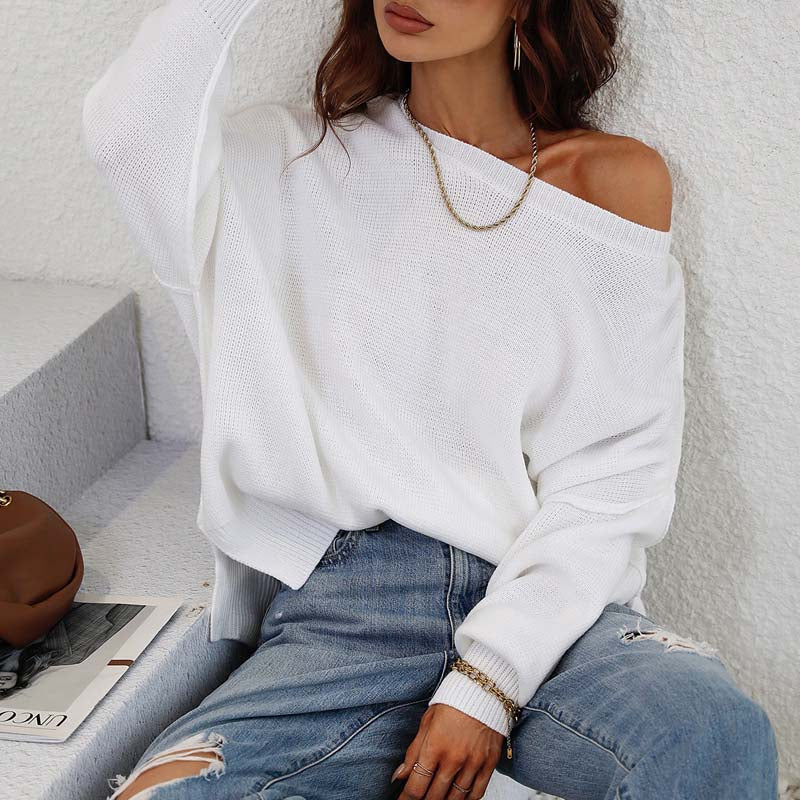 R&B | Eleganter Einfarbiger Strickpullover Für Freizeit