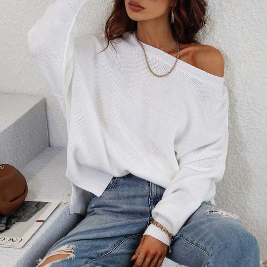 R&B | Eleganter Einfarbiger Strickpullover Für Freizeit