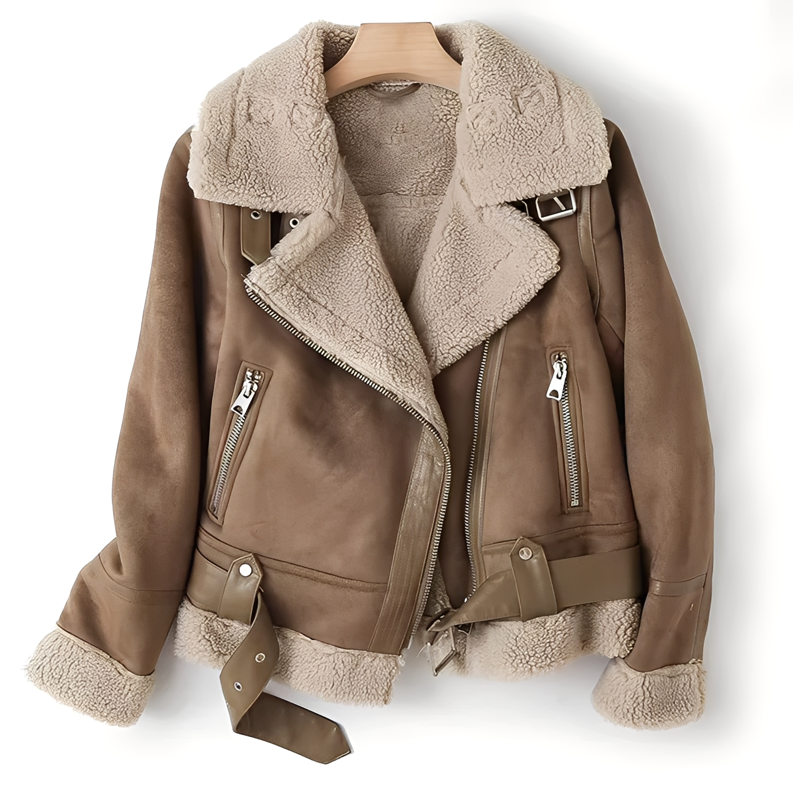 R&B | Warme Bikerjacke aus Schaffell für Frauen