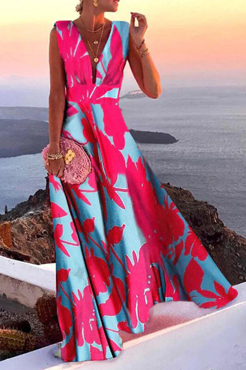 R&B | Sommerliches Ärmelloses Kleid mit Aufdruck für Damen