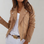 R&B | Wildleder Bikerjacke mit Reißverschluss für Damen