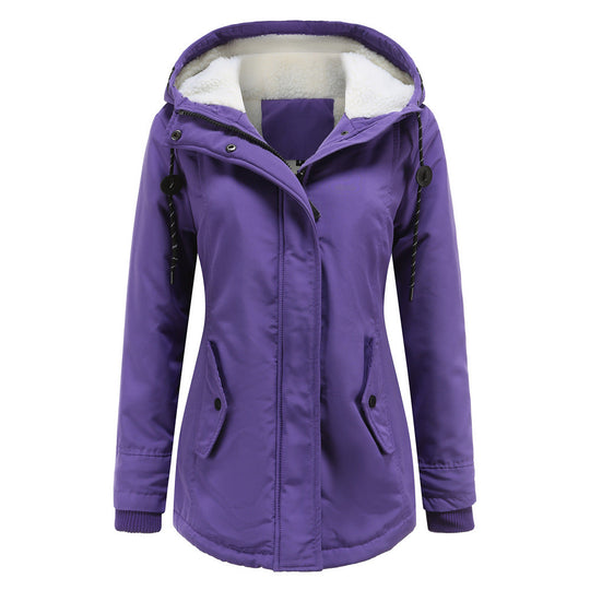 R&B | Damen Kapuzenfleece gefütterte Winterjacke