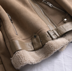 R&B | Damen Fleece Sherpa Bomberjacke mit Reißverschluss