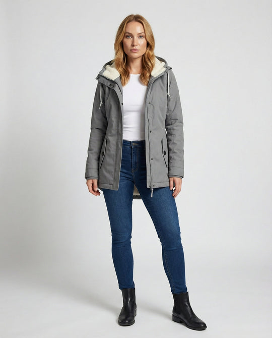 Warme Winterjacke mit Kapuze für Damen | R&B