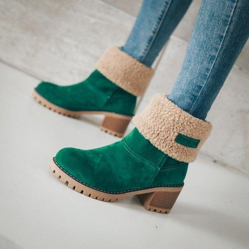 R&B | Warme Teddy Damen Stiefeletten mit Absatz