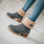 R&B | Warme Teddy Damen Stiefeletten mit Absatz