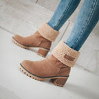 R&B | Warme Teddy Damen Stiefeletten mit Absatz