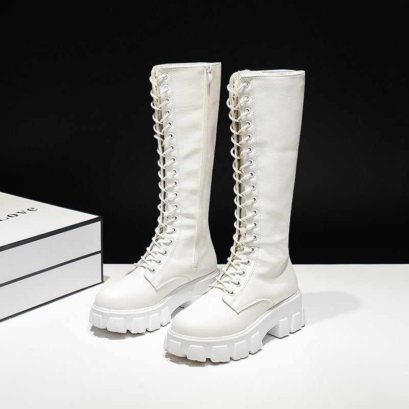 Damen kniehohe Stiefel Stilvolle Kunstleder für Freizeit- und formelle Anlässe R&B