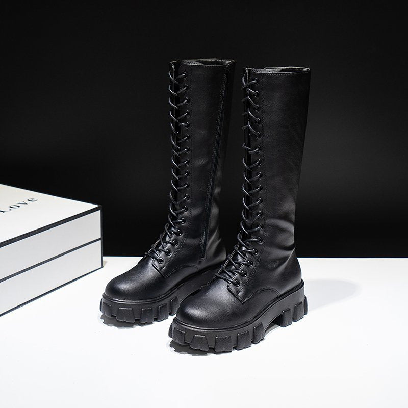 Damen kniehohe Stiefel Stilvolle Kunstleder für Freizeit- und formelle Anlässe R&B