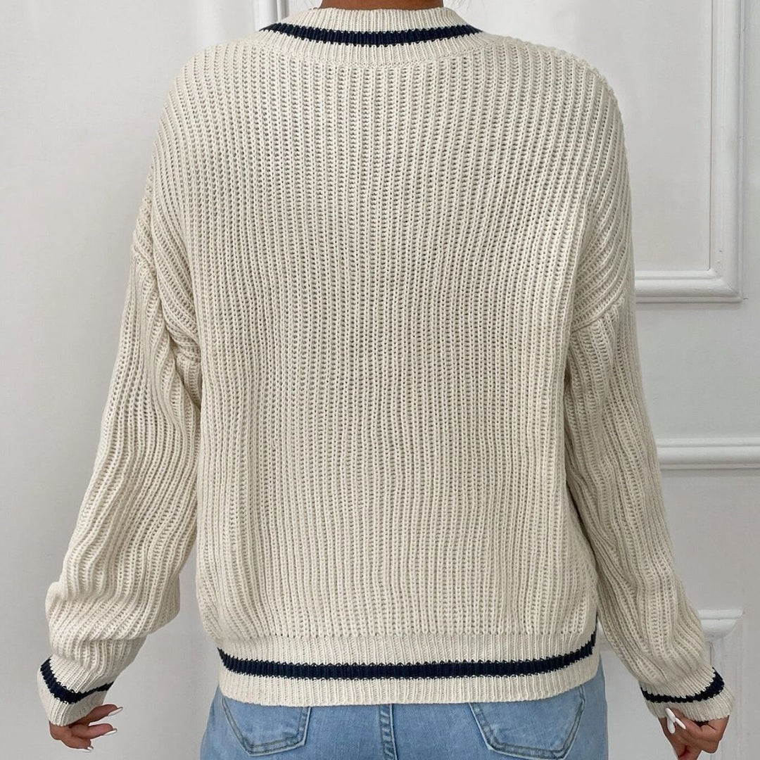 R&B | Pullover mit V-Ausschnitt und Patchwork