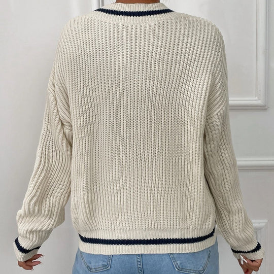 R&B | Pullover mit V-Ausschnitt und Patchwork