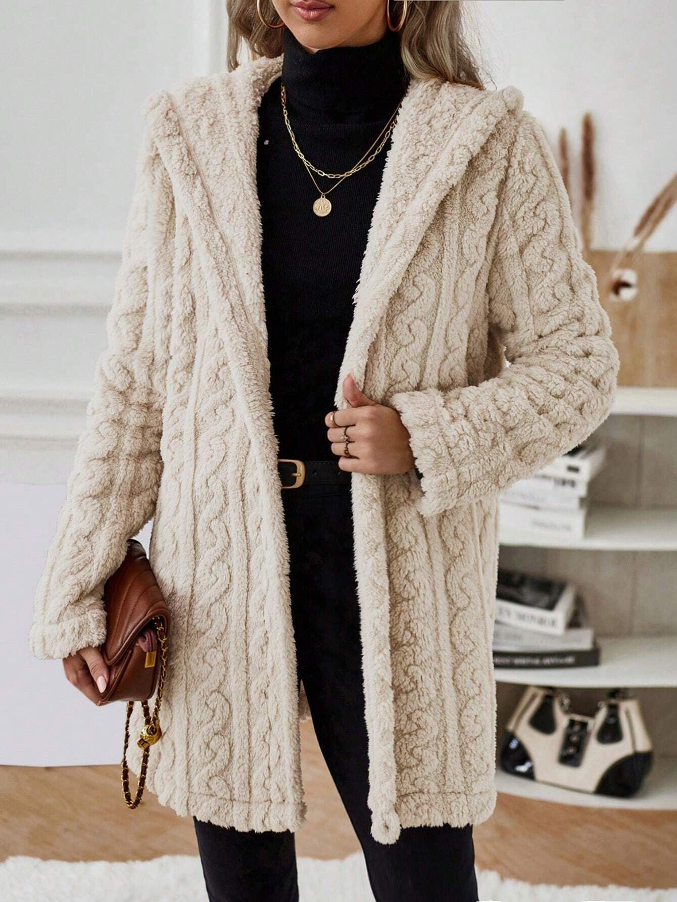 R&B | Langärmlige Kapuzenverdrehte Jacke für Herbst/Winter