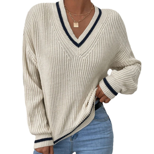 R&B | Pullover mit V-Ausschnitt und Patchwork