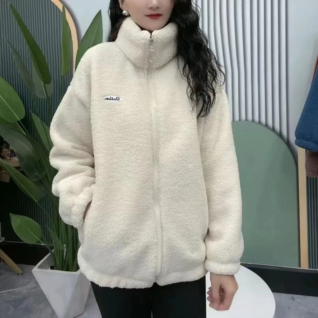 R&B | Lockere Passform Teddyjacke mit Fallenschulter
