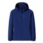 R&B | Herren Blauer Kapuzenwindbreaker - Wasserdichtes Design
