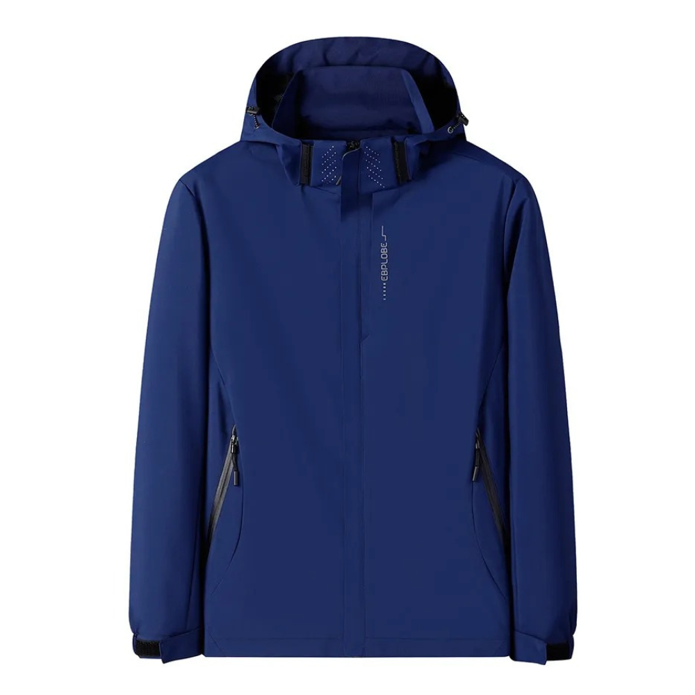 R&B | Herren Blauer Kapuzenwindbreaker - Wasserdichtes Design
