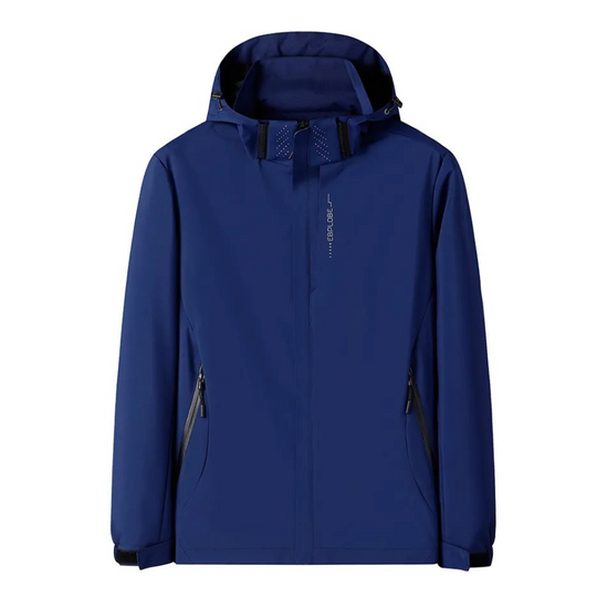 R&B | Herren Blauer Kapuzenwindbreaker - Wasserdichtes Design