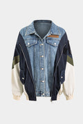 R&B | Patchwork Jacke mit Denim und Nylon Elementen Lässig und Individuell
