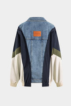 R&B | Patchwork Jacke mit Denim und Nylon Elementen Lässig und Individuell
