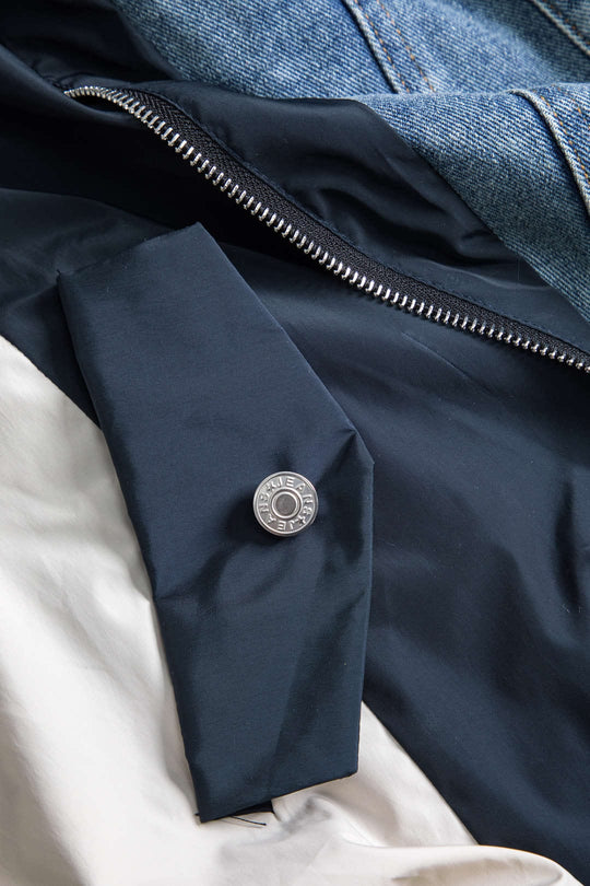 R&B | Patchwork Jacke mit Denim und Nylon Elementen Lässig und Individuell