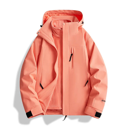 R&B | Damen Winddichter Jacke mit Abnehmbarer Kapuze und Wasserfesten Reißverschlüssen