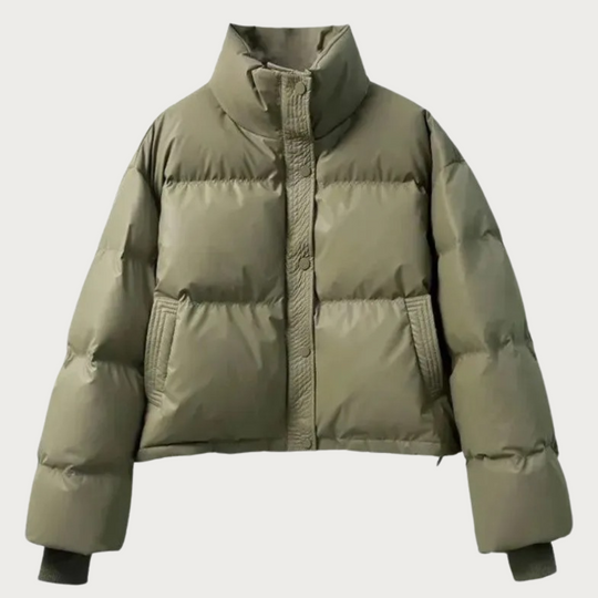 R&B | Damen Kurze Pufferjacke mit Hohem Kragen und Isolierender Füllung