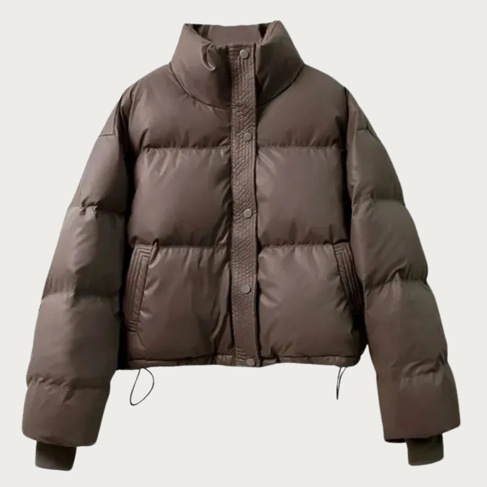 R&B | Damen Kurze Pufferjacke mit Hohem Kragen und Isolierender Füllung