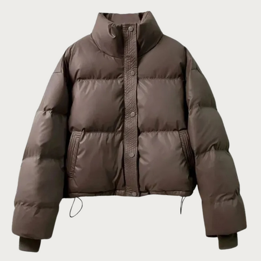 R&B | Damen Kurze Pufferjacke mit Hohem Kragen und Isolierender Füllung