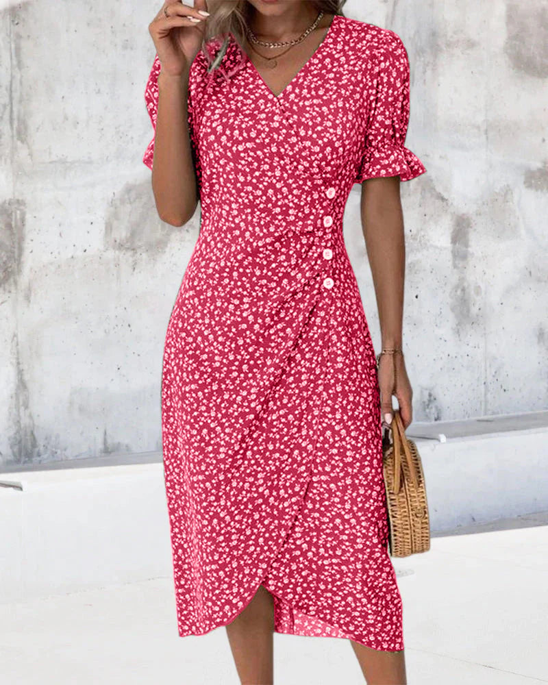 R&B | Florales Kleid mit V-Ausschnitt