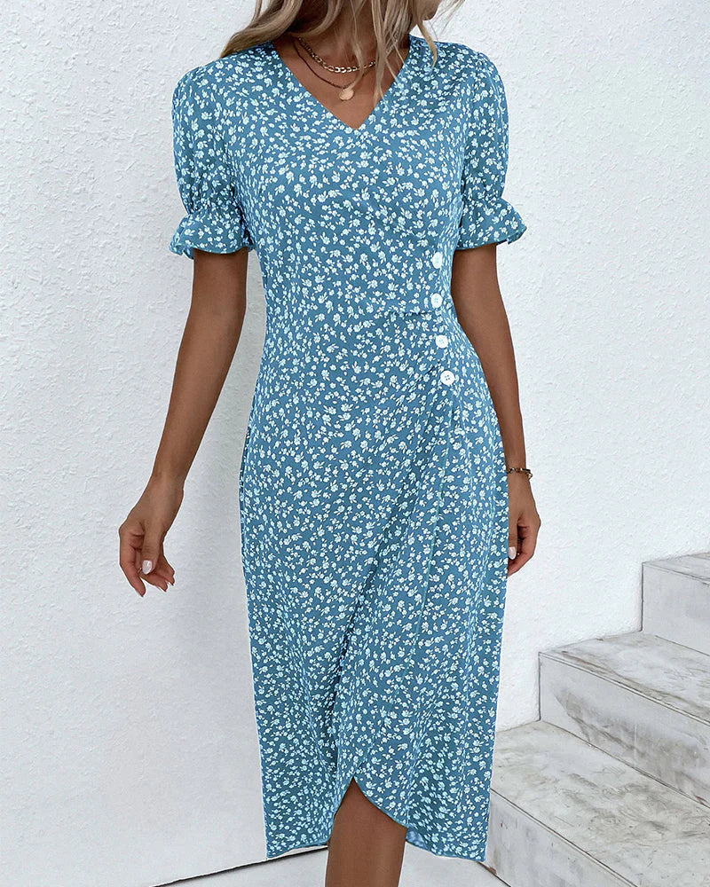 R&B | Florales Kleid mit V-Ausschnitt