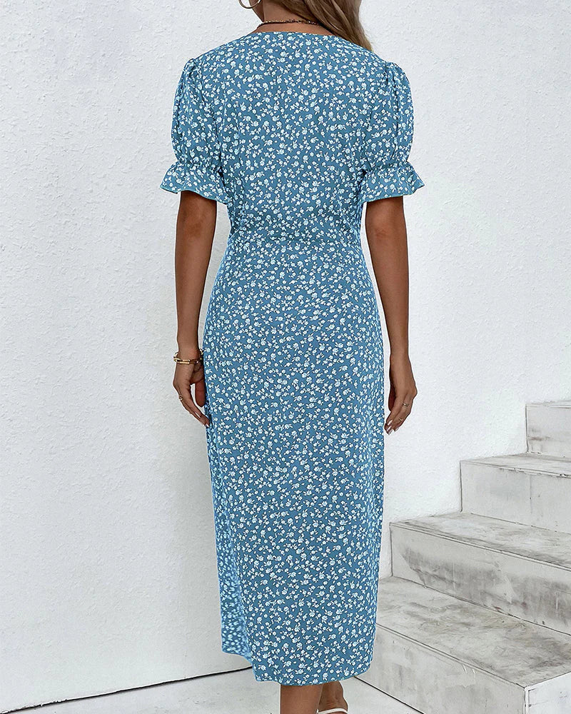 R&B | Florales Kleid mit V-Ausschnitt