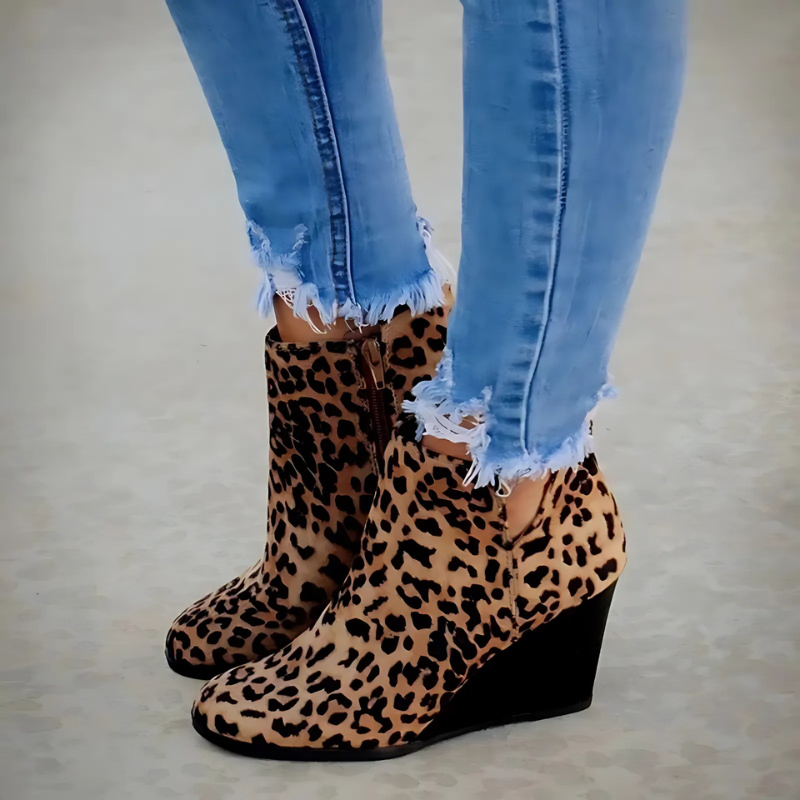 R&B | Stiefeletten - Faux Wildleder - Keilabsatz - Seitenreißverschluss