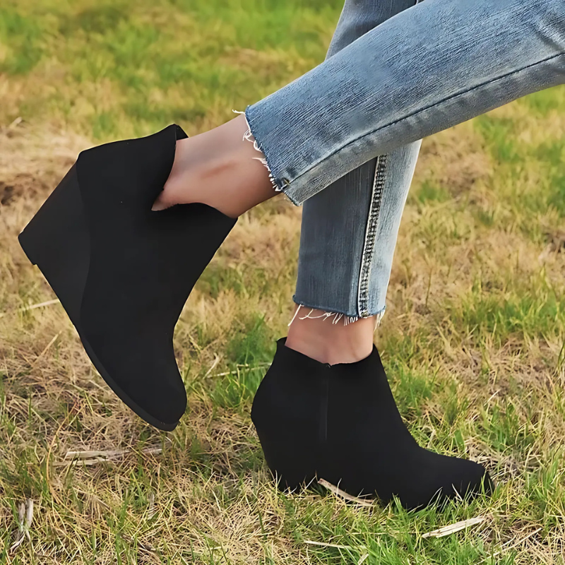 R&B | Stiefeletten - Faux Wildleder - Keilabsatz - Seitenreißverschluss