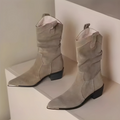 R&B | Stiefel - Wildleder - Knöchellang - Spitz Zulaufend - Metall-Zehenschutz - Blockabsatz