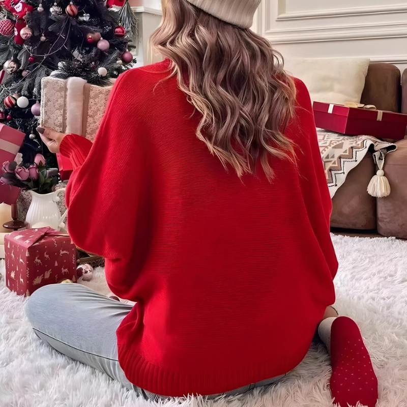 R&B | Damen Rollkragenpullover mit Langen Ärmeln und Love Print