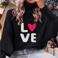 R&B | Damen Rollkragenpullover mit Langen Ärmeln und Love Print