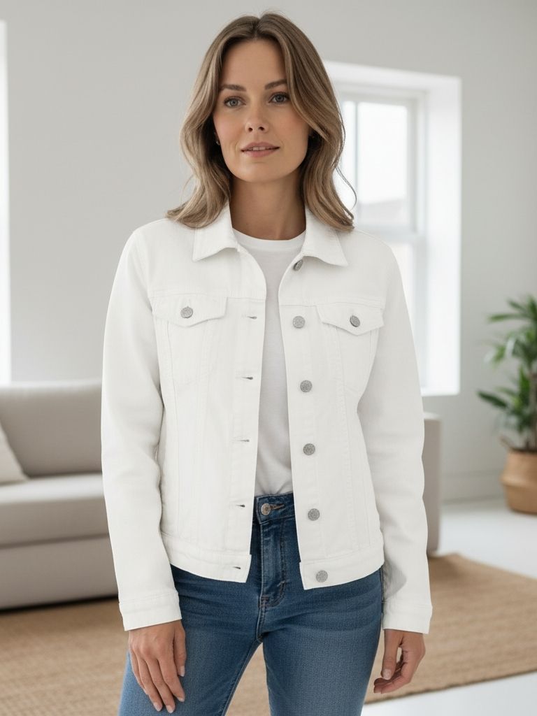 R&B | Damenjeansjacke Aus Strapazierfähigem Material mit Knöpfen und Schicken Taschen