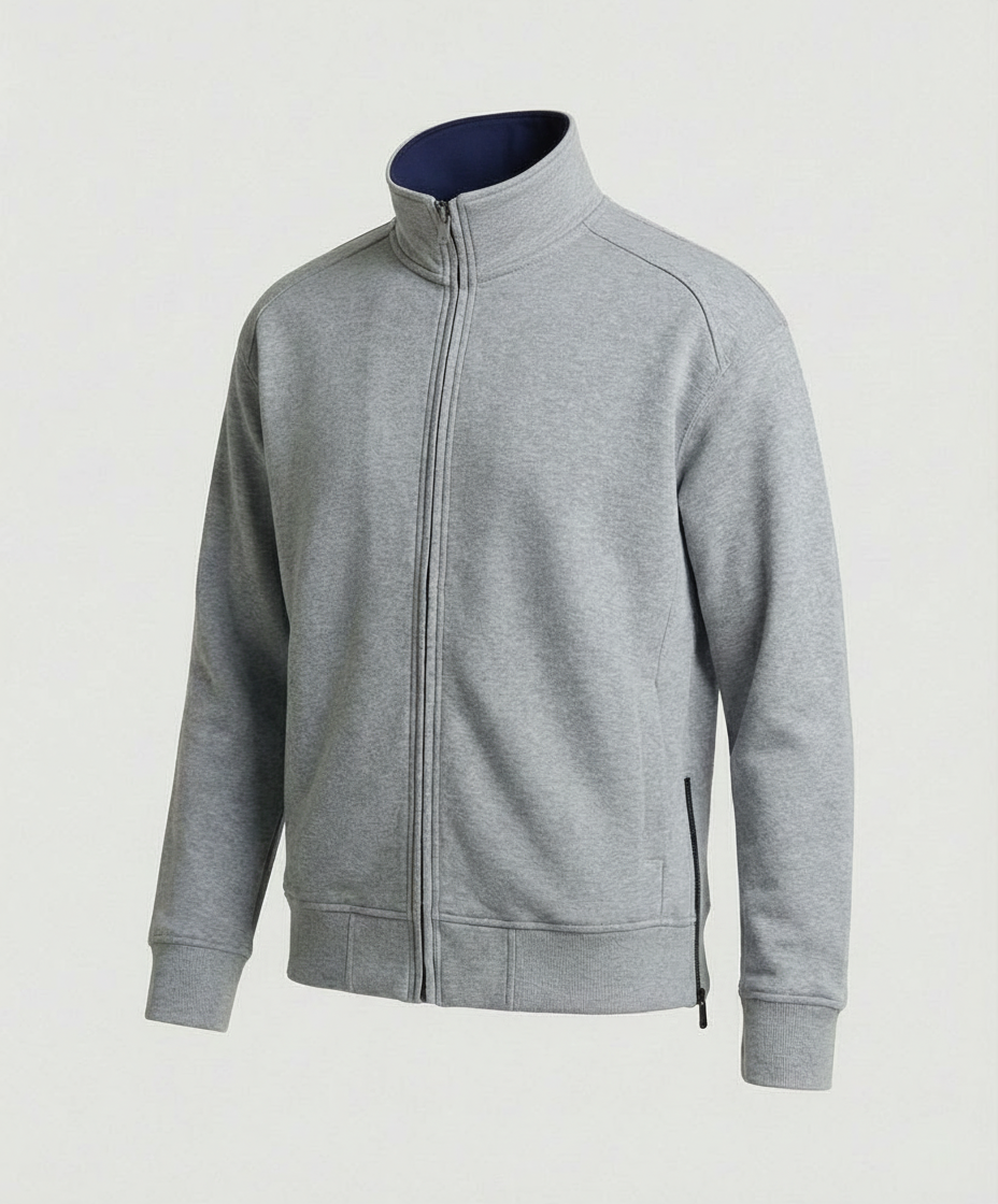 Minimalistischer Unisex Cardigan 430g Baumwolle mit Doppel-Reißverschluss