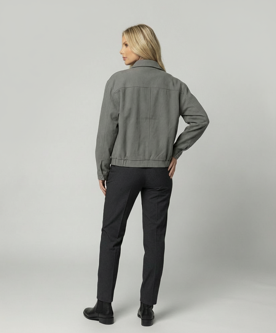 Bwka Vintage Boxy Jacke Cleanfit Unisex Herbst Kurzmantel Grau