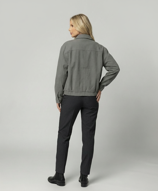 Bwka Vintage Boxy Jacke Cleanfit Unisex Herbst Kurzmantel Grau