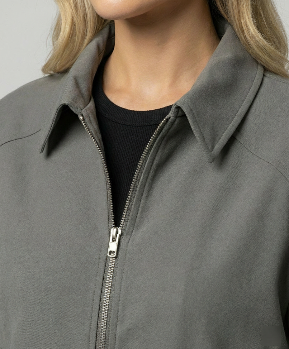 Bwka Vintage Boxy Jacke Cleanfit Unisex Herbst Kurzmantel Grau