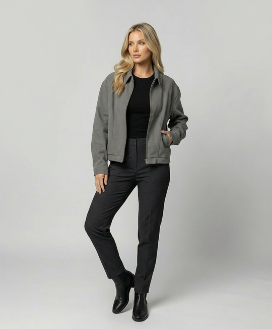 Bwka Vintage Boxy Jacke Cleanfit Unisex Herbst Kurzmantel Grau
