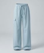 Damen leichte packbare Outdoor-Hose mit weitem Bein elastischem Bund und aufgesetzten Seitentaschen R&B