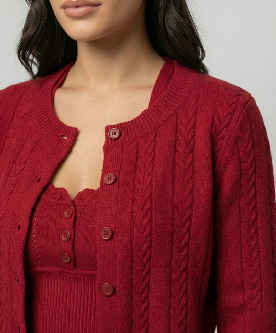 Rotes Strick Cardigan