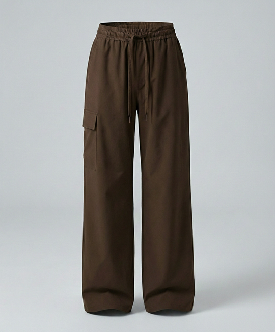 Damen leichte packbare Outdoor-Hose mit weitem Bein elastischem Bund und aufgesetzten Seitentaschen R&B