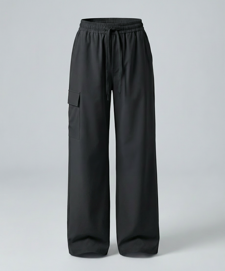 Damen leichte packbare Outdoor-Hose mit weitem Bein elastischem Bund und aufgesetzten Seitentaschen R&B