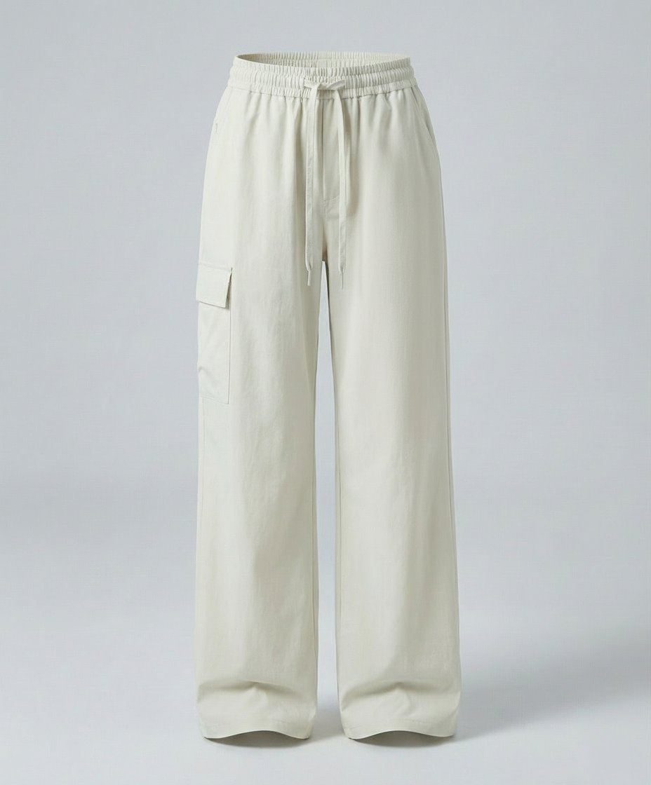 Damen leichte packbare Outdoor-Hose mit weitem Bein elastischem Bund und aufgesetzten Seitentaschen R&B