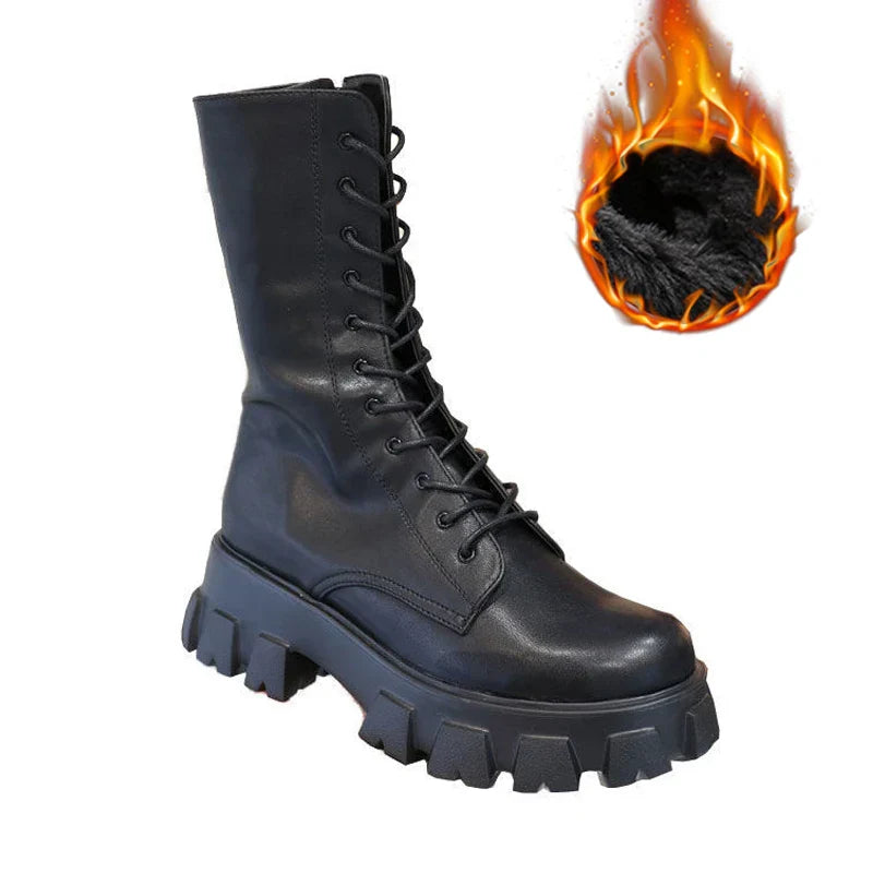 R&B | Damen Stiefeletten bis zur Wade mit Sportsohle und warmem Futter