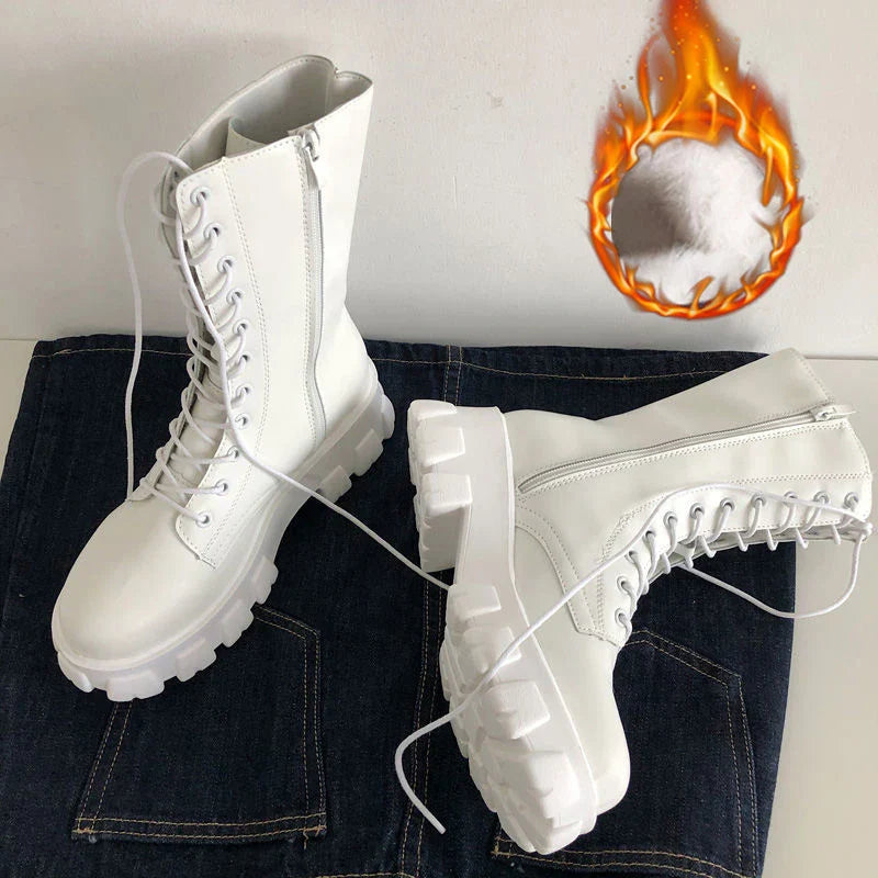R&B | Damen Stiefeletten bis zur Wade mit Sportsohle und warmem Futter