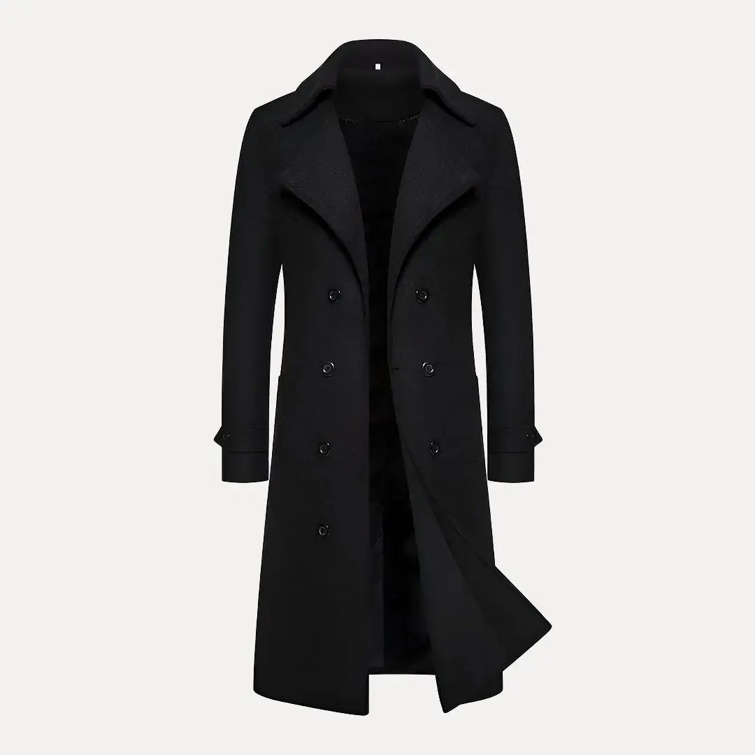 Heidi-Mode | Doppelreihiger Knopf Wollen Trenchcoat